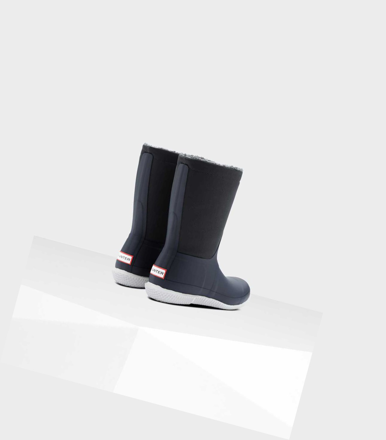 Buty Zimowe Damskie Hunter Original Insulated Roll Top Sherpa Granatowe | 493ZHPVRS