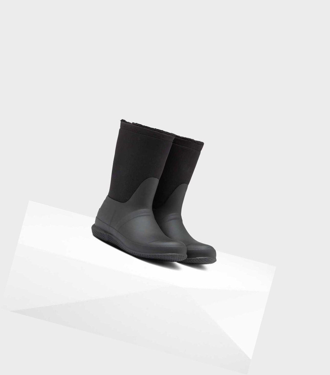 Buty Zimowe Damskie Hunter Original Insulated Roll Top Sherpa Czarne | 685HSOPLY