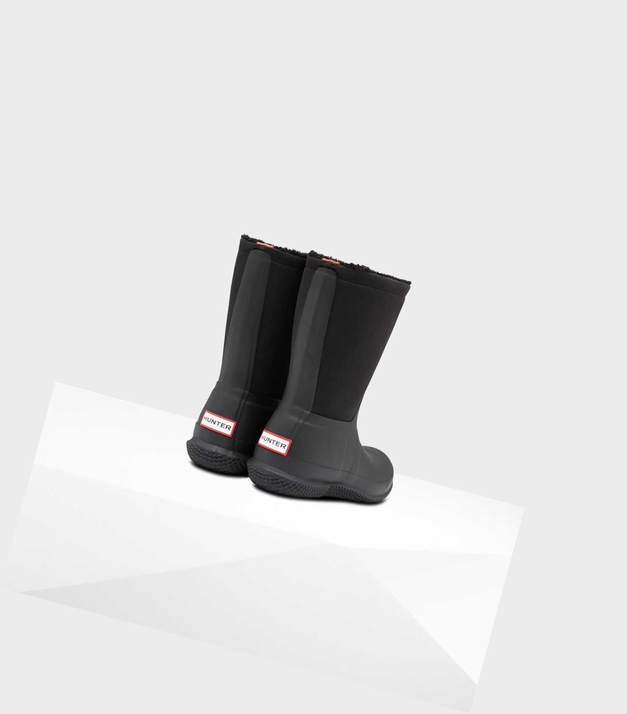 Buty Zimowe Damskie Hunter Original Insulated Roll Top Sherpa Czarne | 685HSOPLY