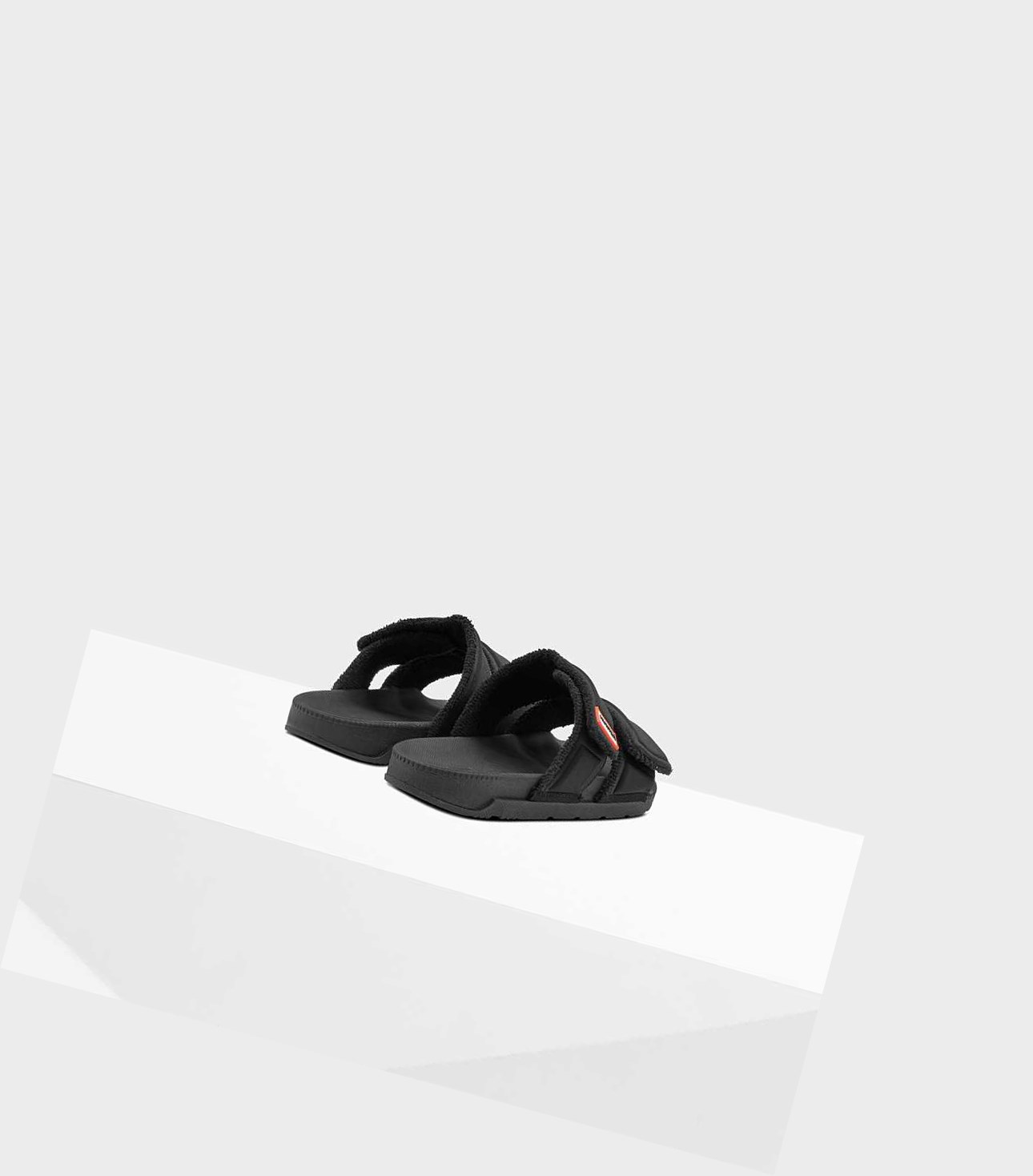 Klapki Damskie Hunter Original Double Paskiem Czarne | 718IVJYWP