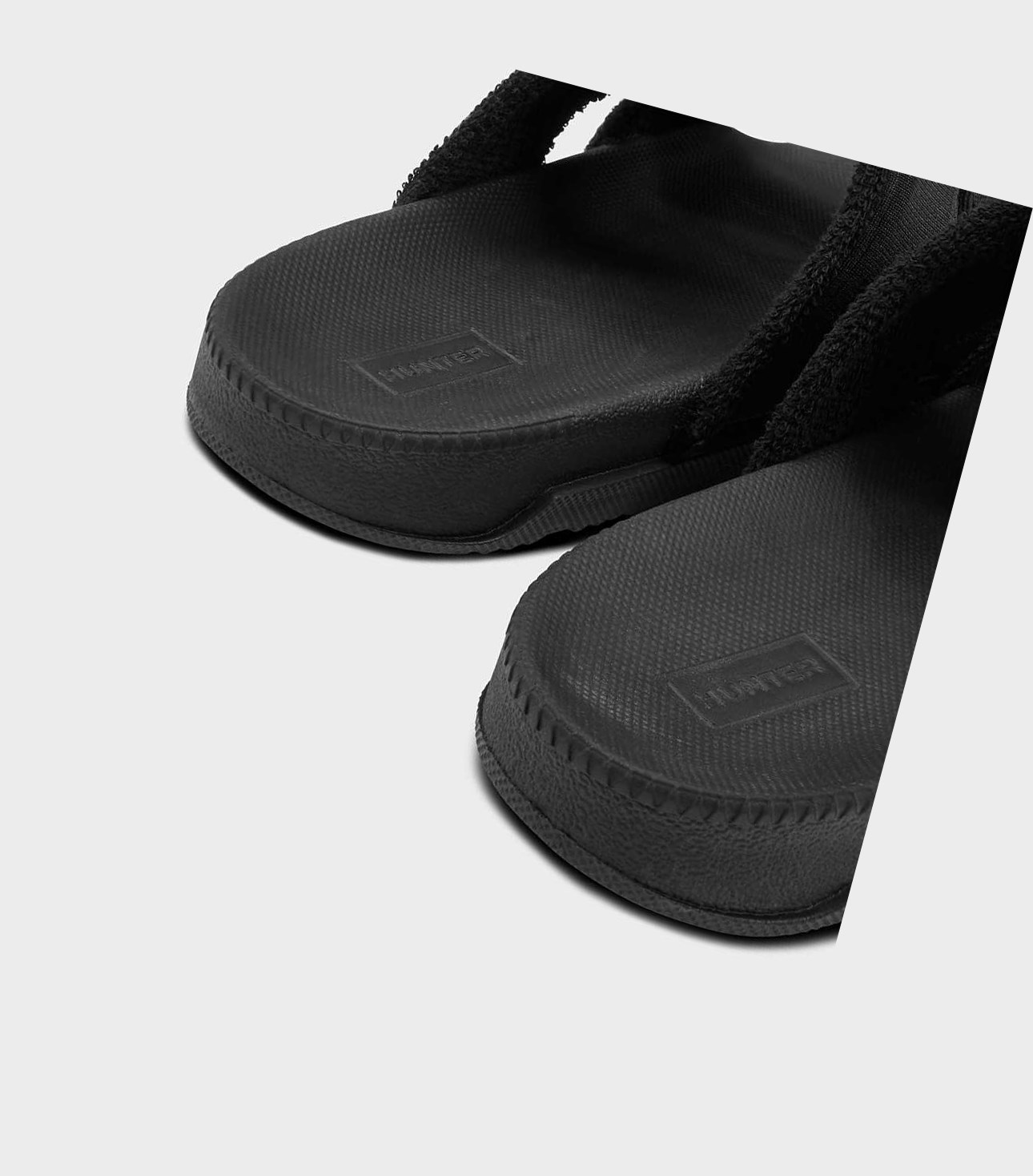 Klapki Damskie Hunter Original Double Paskiem Czarne | 718IVJYWP