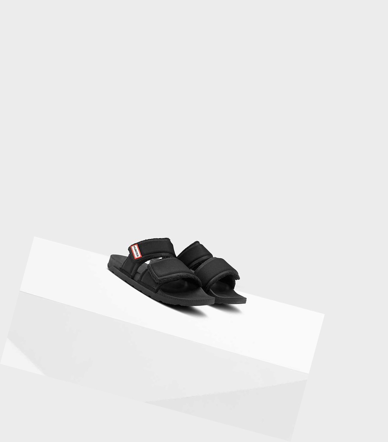 Klapki Damskie Hunter Original Double Paskiem Czarne | 718IVJYWP
