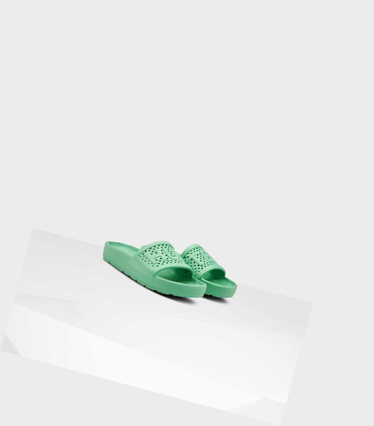 Klapki Damskie Hunter Original Lekkie Moulded Zielone | 084ZPGYMC