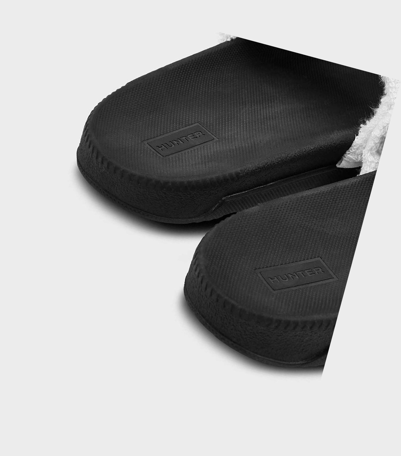 Klapki Damskie Hunter Original Terry Towelling Logo Adjustable Białe | 841WKSZLE