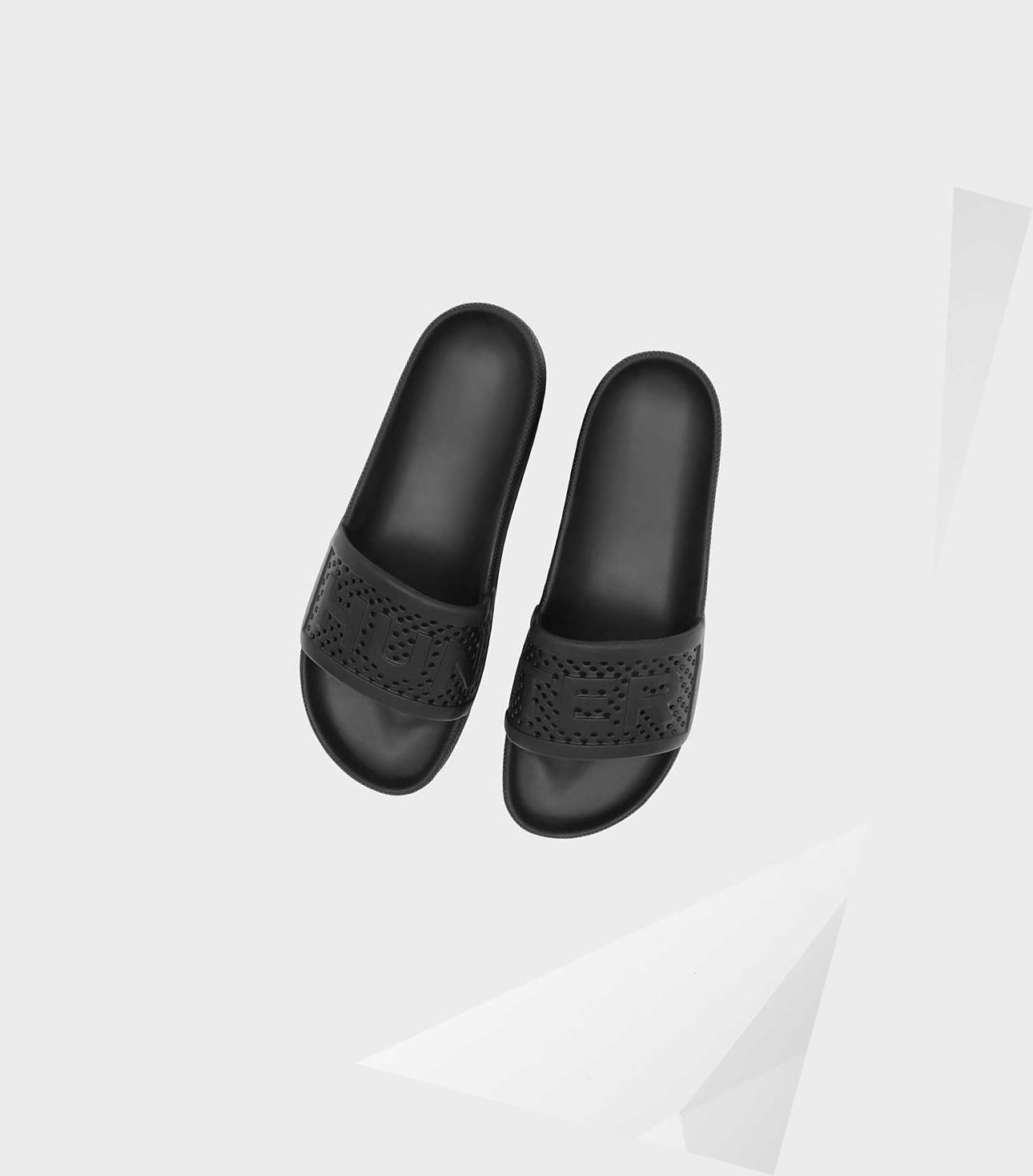 Klapki Męskie Hunter Original Lekkie Moulded Czarne | 498ZJYHAP