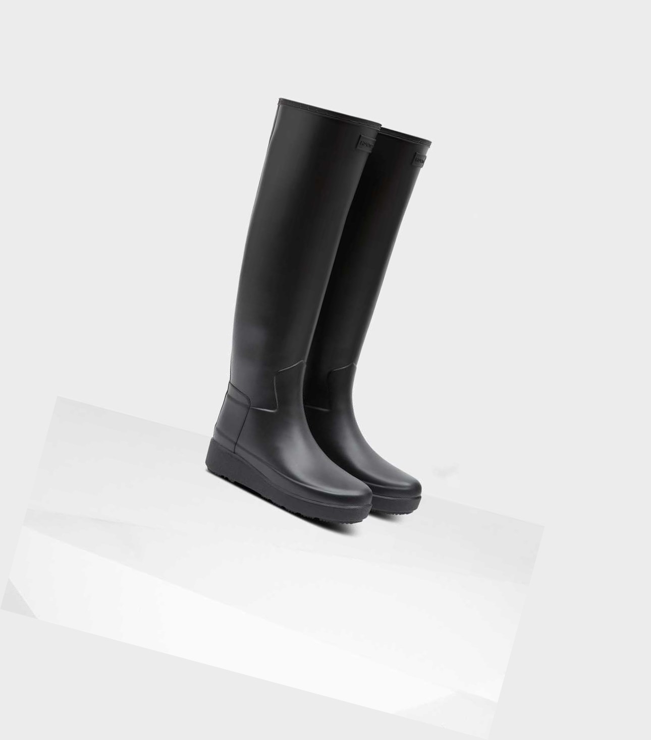 Knee-High Boots Damskie Hunter Refined Slim Fit Creeper Czarne | 142VKDUOQ
