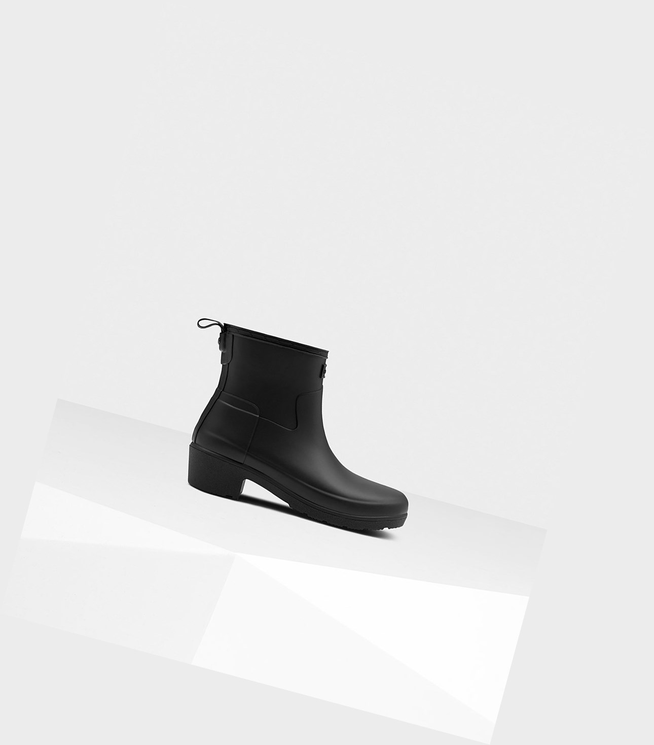 Kozaki na Obcasie Damskie Hunter Refined Slim Fit Low Ankle Czarne | 821BZIVFP