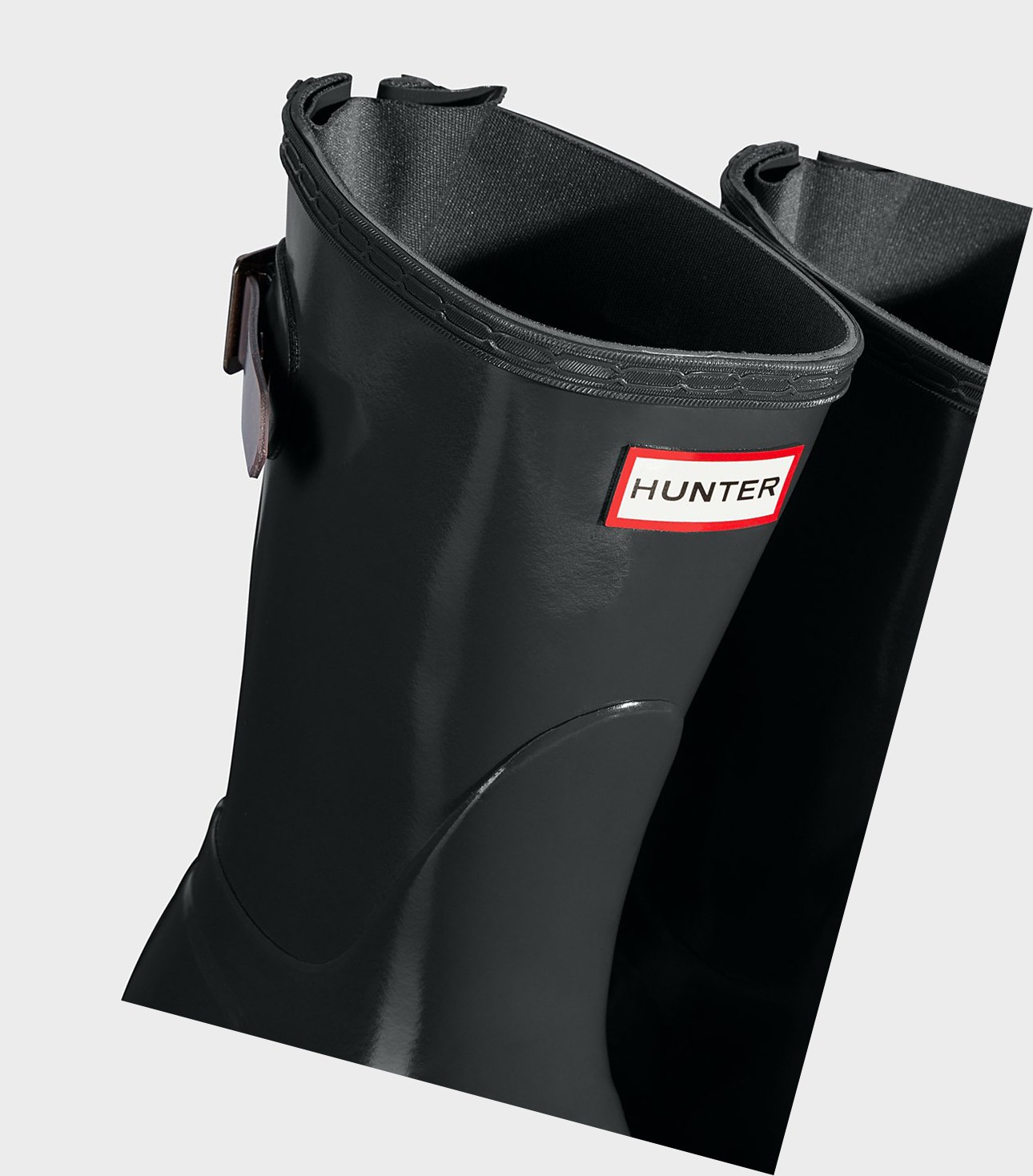 Krótkie Kozaki Damskie Hunter Original Back Adjustable Gloss Czarne Fioletowe | 579LWVBFI