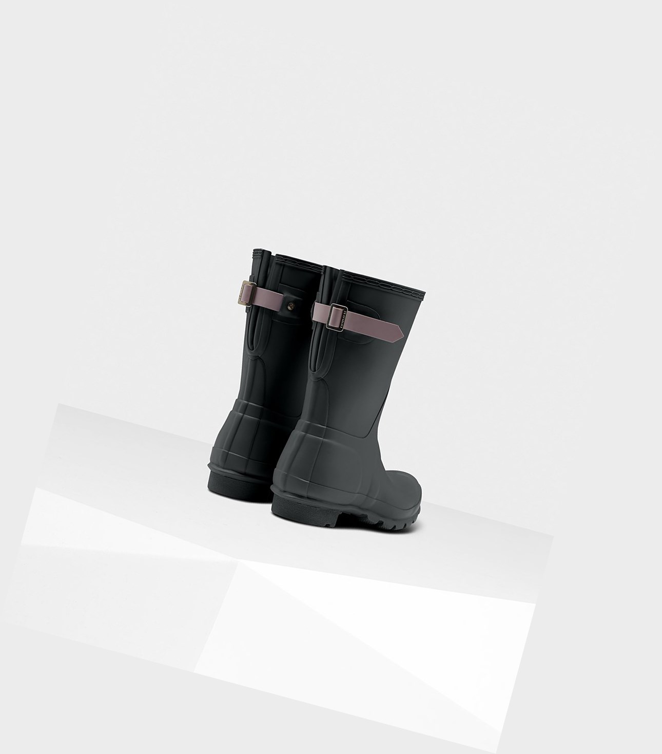 Krótkie Kozaki Damskie Hunter Original Back Adjustable Czarne Fioletowe | 756OHFZLV