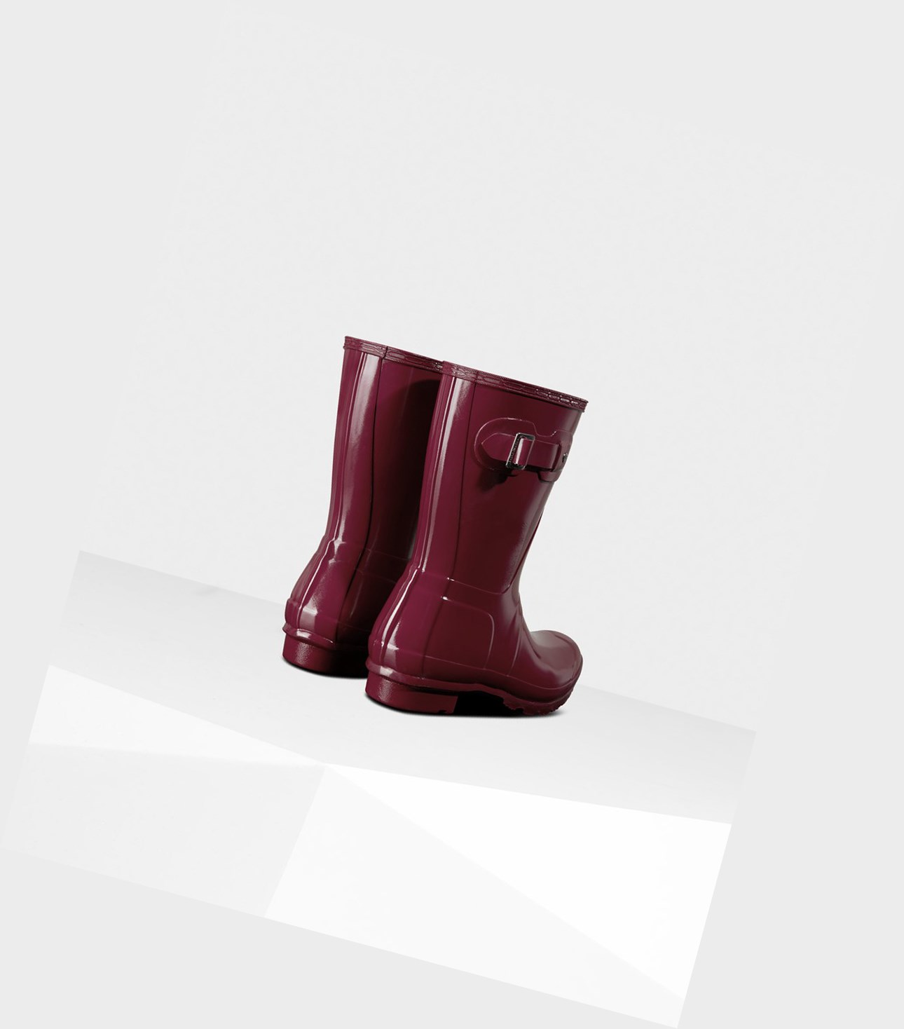 Krótkie Kozaki Damskie Hunter Original Gloss Bordowe | 823ZTUJYK