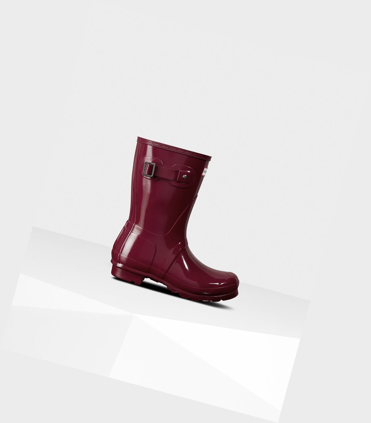Krótkie Kozaki Damskie Hunter Original Gloss Bordowe | 823ZTUJYK
