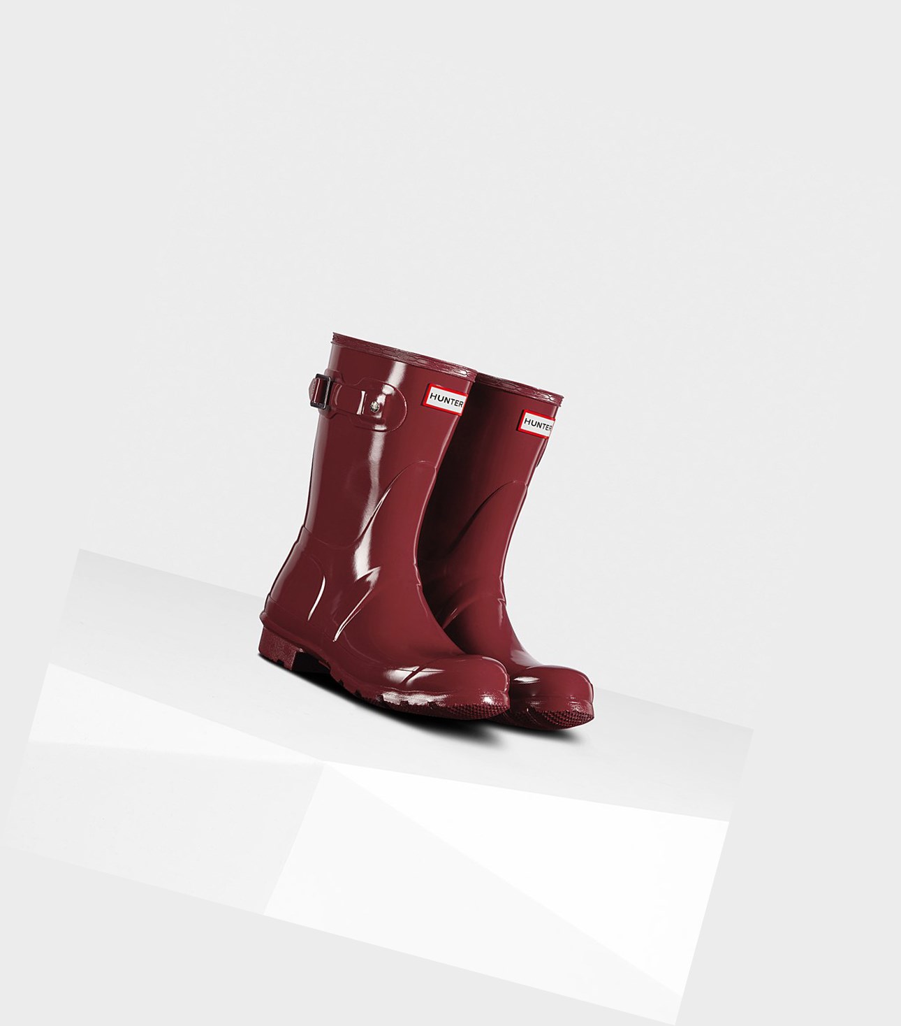 Krótkie Kozaki Damskie Hunter Original Gloss Czerwone | 864LJZCOS