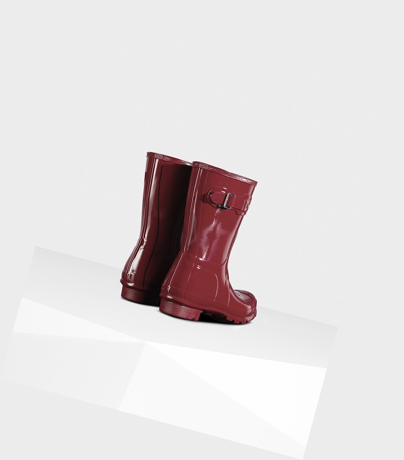 Krótkie Kozaki Damskie Hunter Original Gloss Czerwone | 864LJZCOS