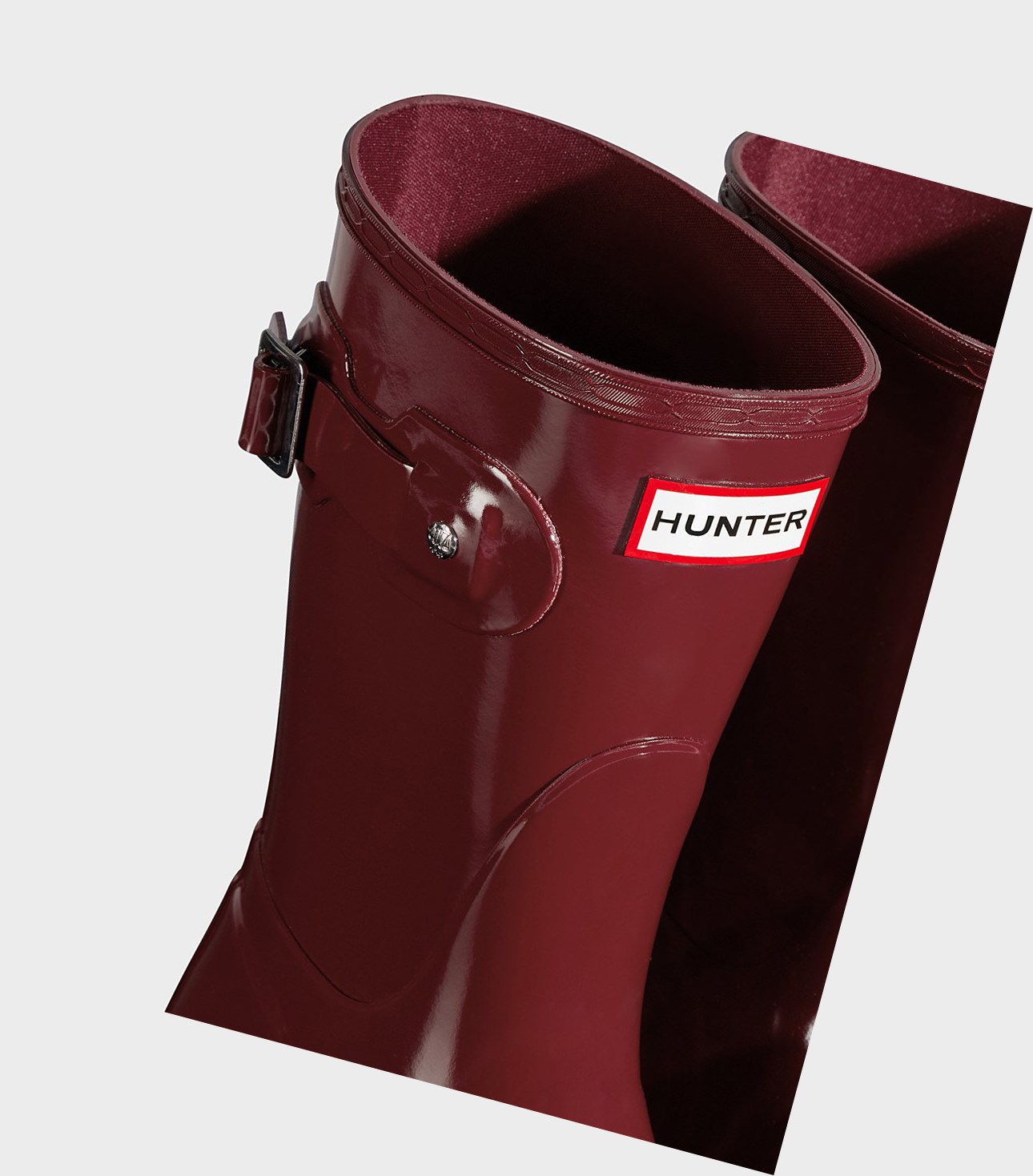 Krótkie Kozaki Damskie Hunter Original Gloss Czerwone | 864LJZCOS