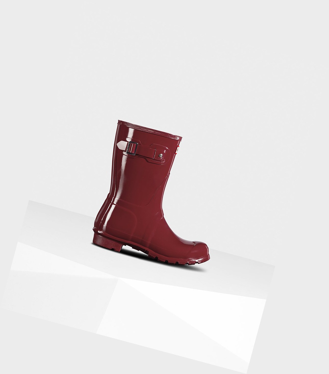 Krótkie Kozaki Damskie Hunter Original Gloss Czerwone | 864LJZCOS