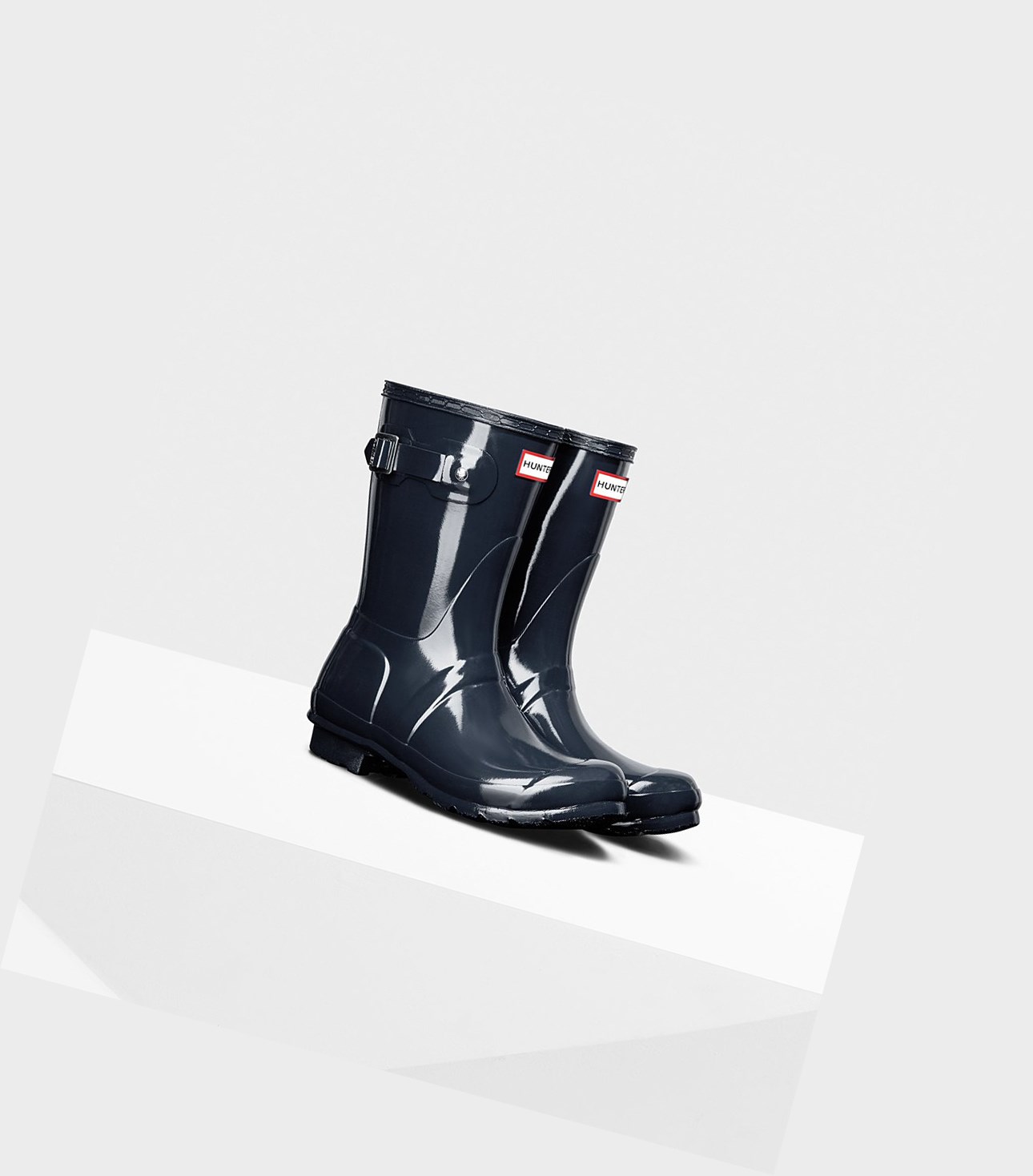 Krótkie Kozaki Damskie Hunter Original Gloss Granatowe | 942TXHICZ