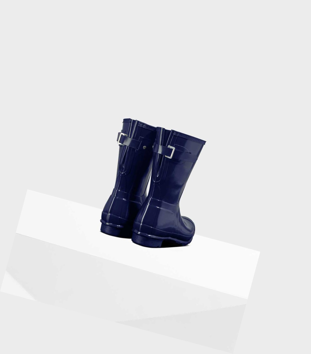 Krótkie Kozaki Damskie Hunter Original Krótkie Back Gloss Wellington Adjustable Niebieskie | 290FXEVQK