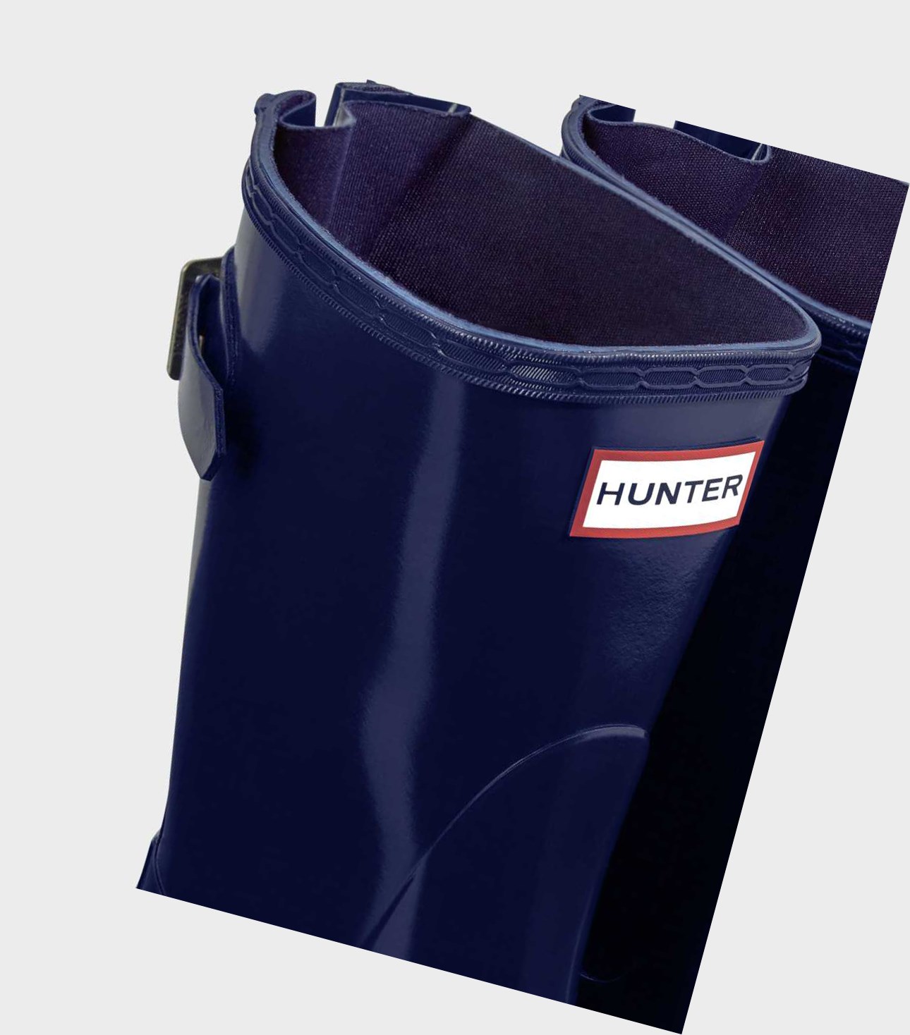 Krótkie Kozaki Damskie Hunter Original Krótkie Back Gloss Wellington Adjustable Niebieskie | 290FXEVQK
