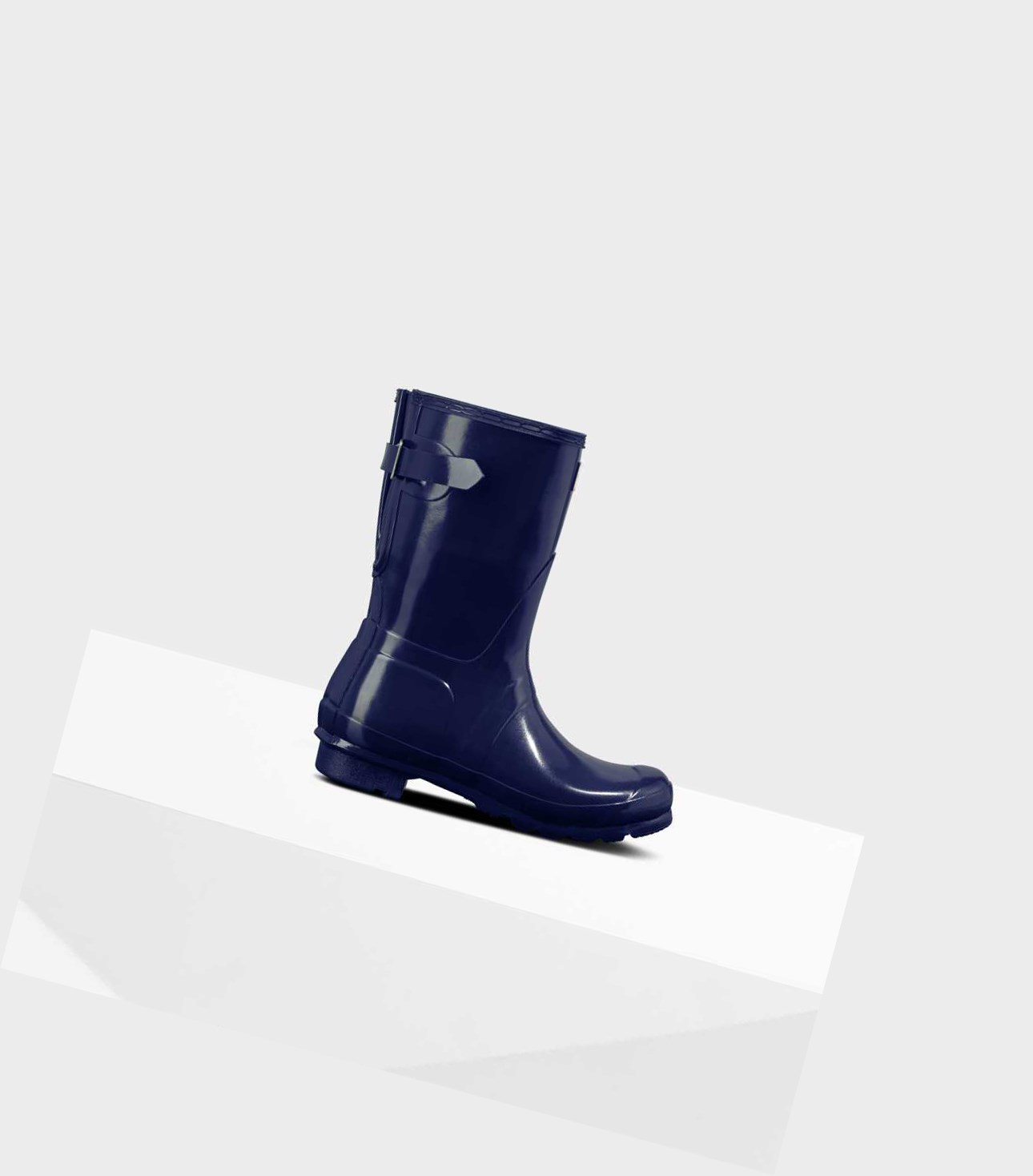 Krótkie Kozaki Damskie Hunter Original Krótkie Back Gloss Wellington Adjustable Niebieskie | 290FXEVQK