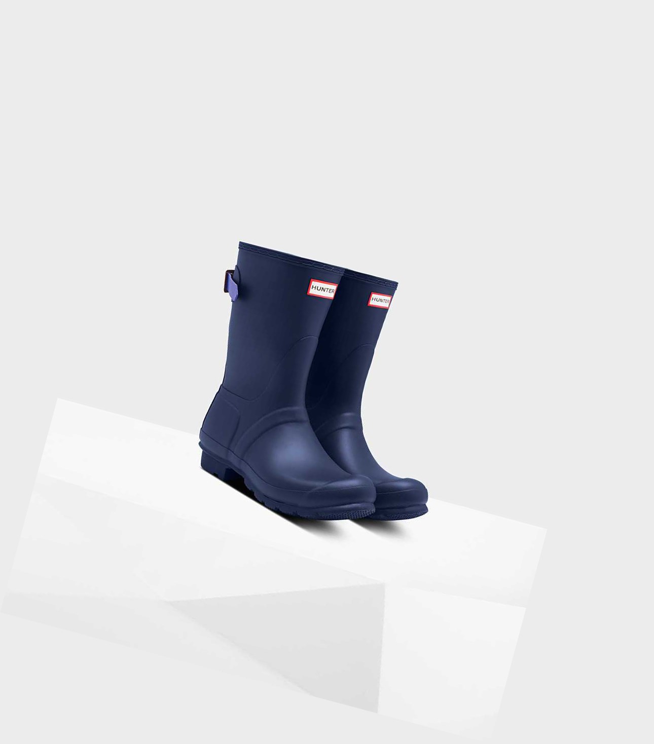 Krótkie Kozaki Damskie Hunter Original Krótkie Back Wellington Adjustable Niebieskie | 418TFGYCN