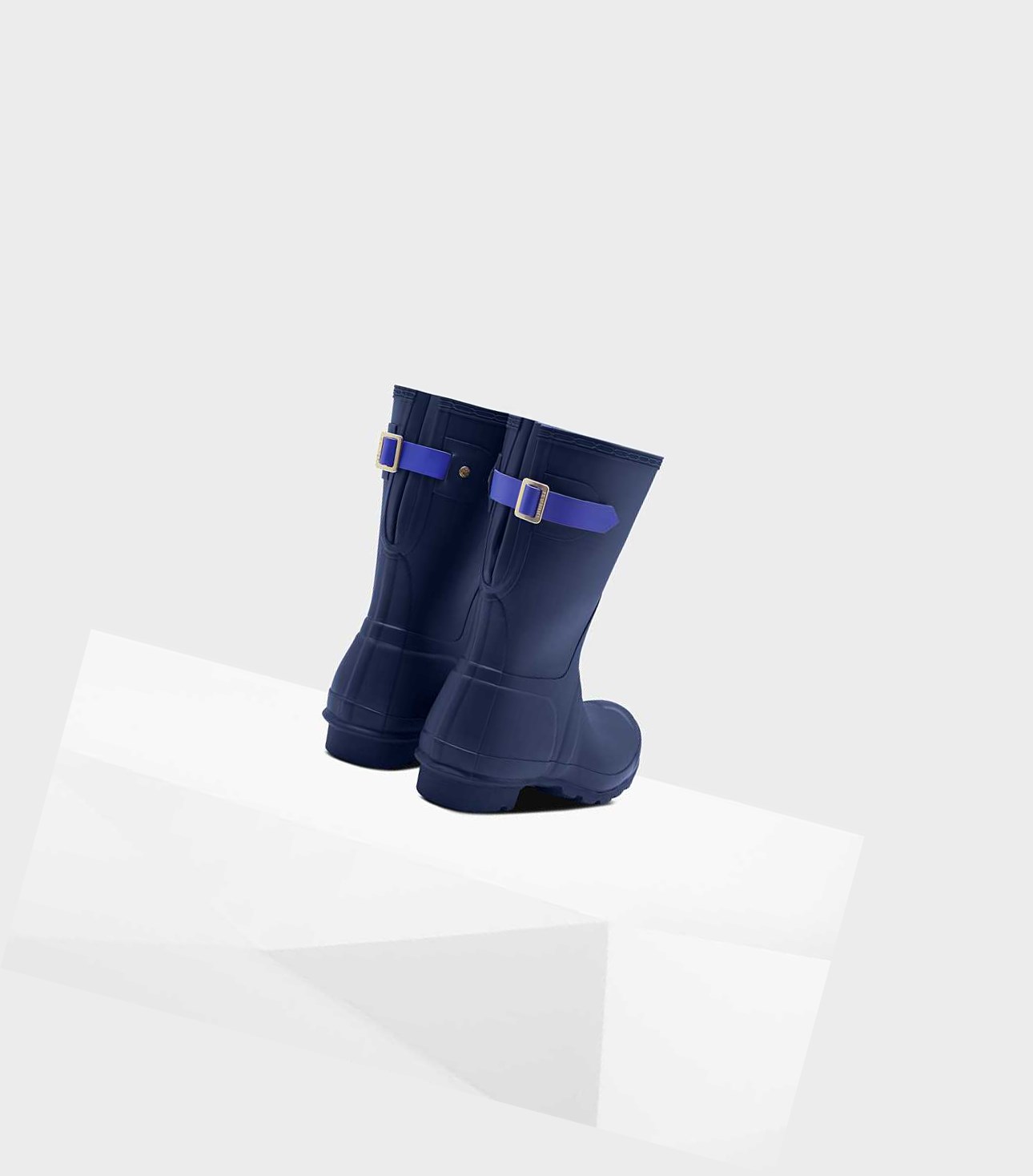 Krótkie Kozaki Damskie Hunter Original Krótkie Back Wellington Adjustable Niebieskie | 418TFGYCN