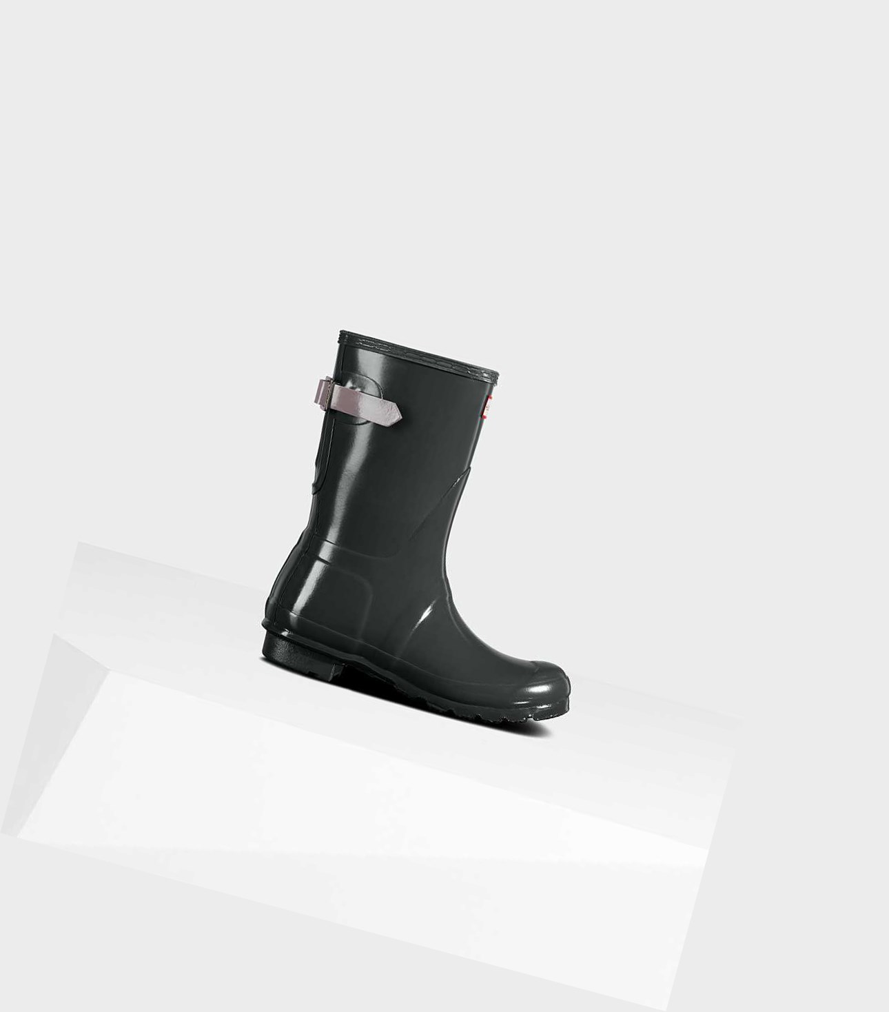 Krótkie Kozaki Damskie Hunter Original Krótkie Back Gloss Wellington Adjustable Zielone | 476AVRPQU