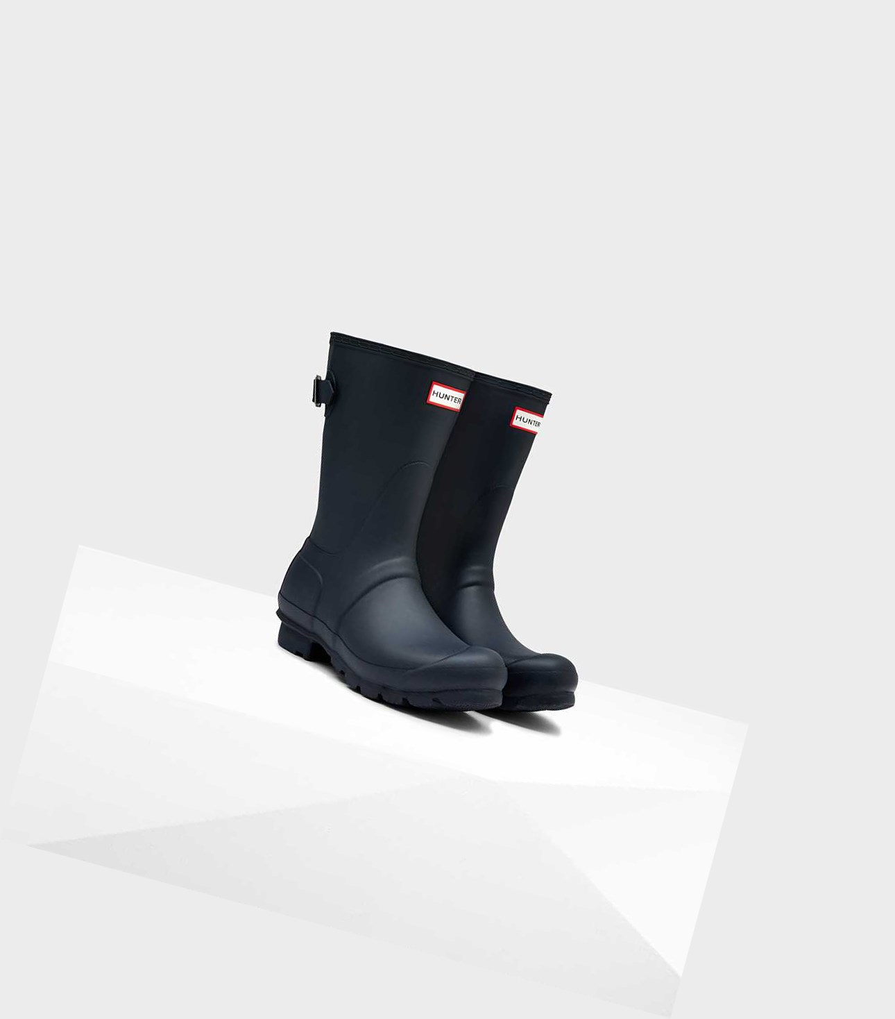 Krótkie Kozaki Damskie Hunter Original Krótkie Back Wellington Adjustable Granatowe | 601AYKNQS