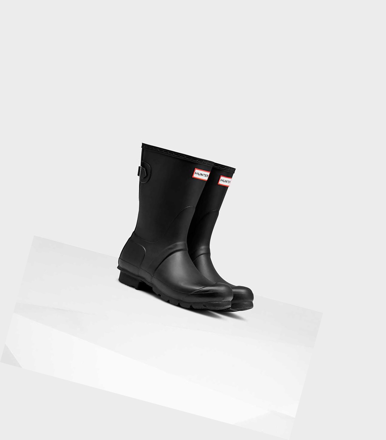 Krótkie Kozaki Damskie Hunter Original Krótkie Back Wellington Adjustable Czarne | 634HZNIUE