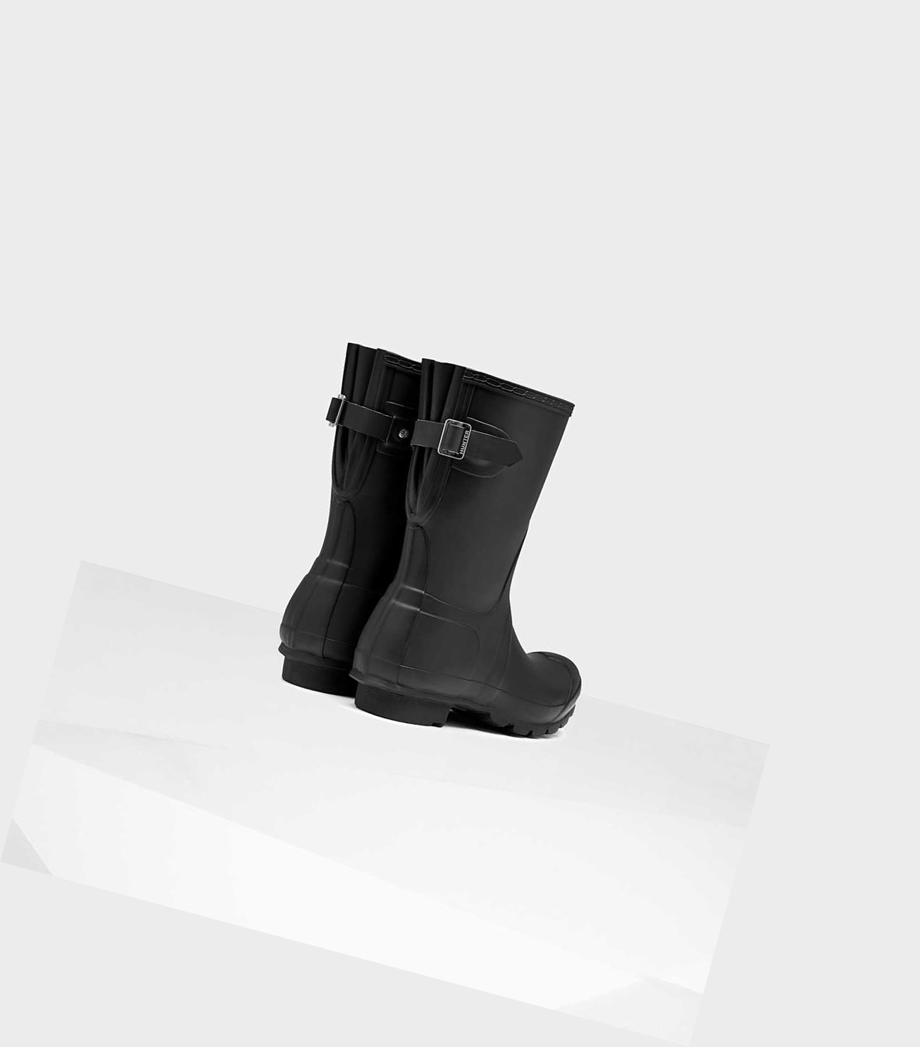 Krótkie Kozaki Damskie Hunter Original Krótkie Back Wellington Adjustable Czarne | 634HZNIUE