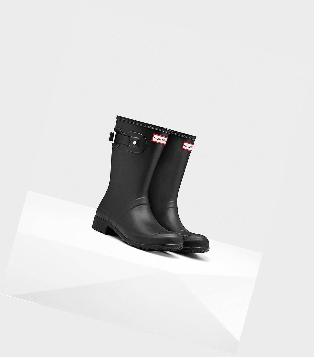 Krótkie Kozaki Damskie Hunter Original Tour Foldable Czarne | 457TJVGRH