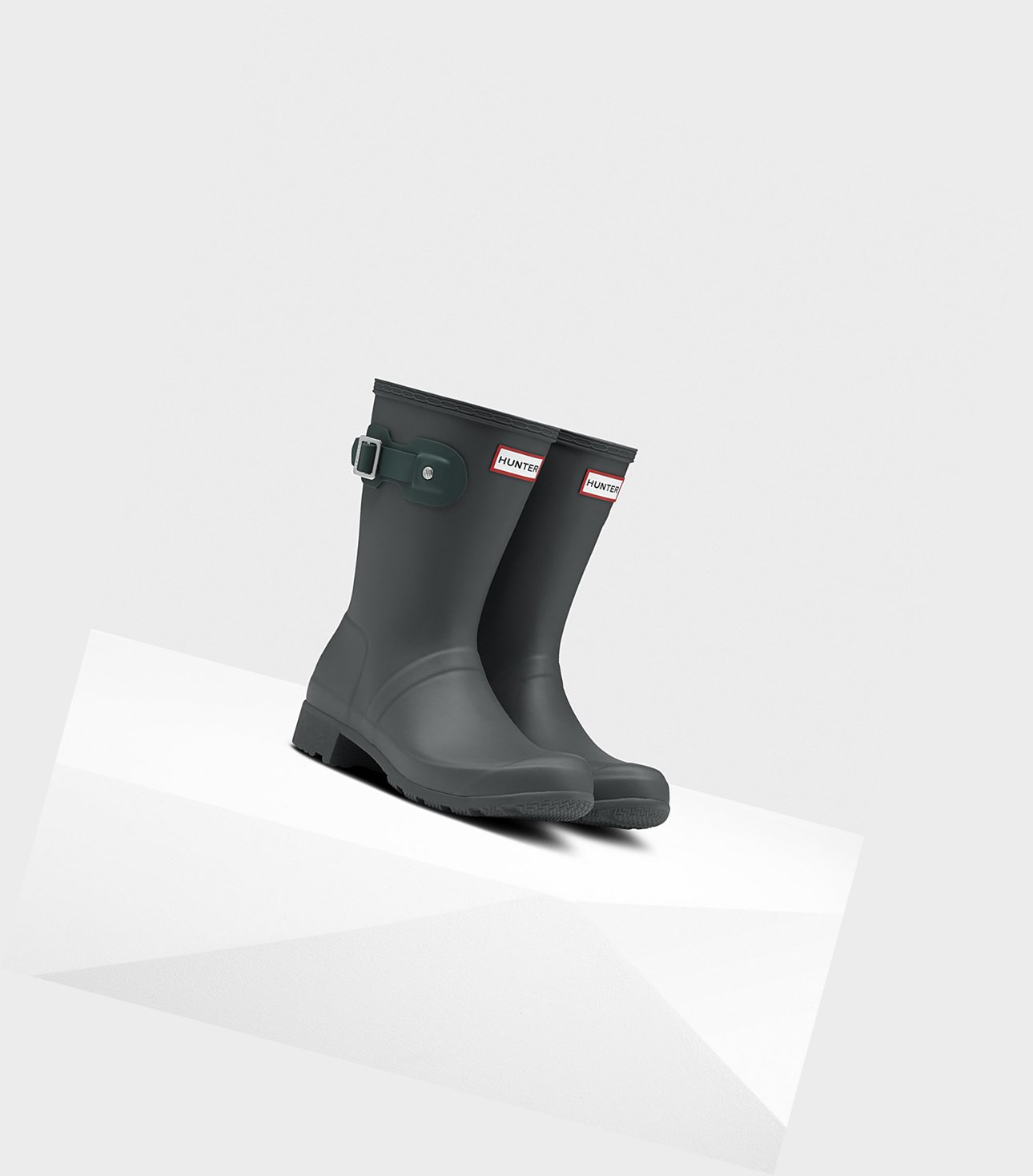 Krótkie Kozaki Damskie Hunter Original Tour Foldable Szare | 703IOGBNW