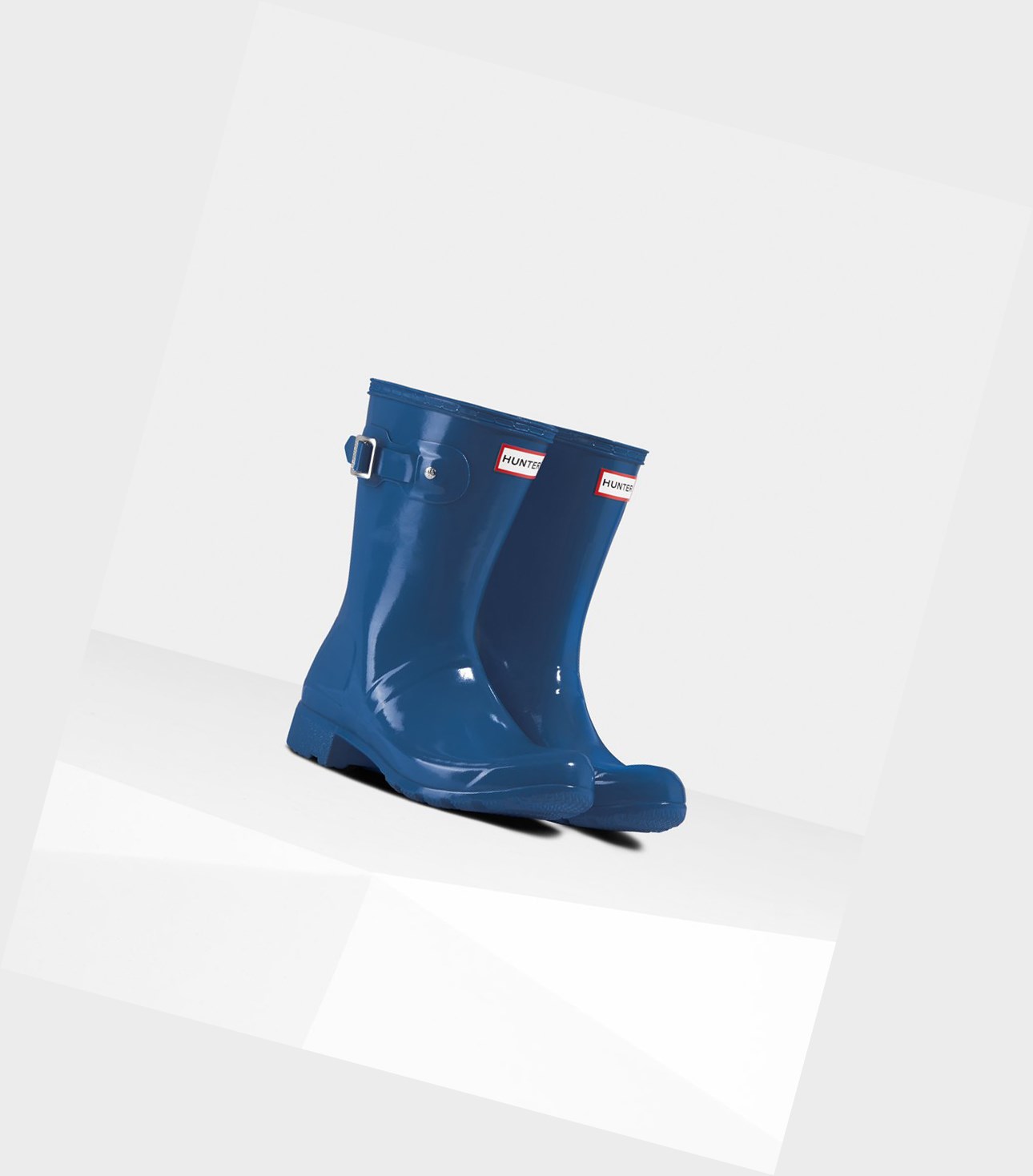 Krótkie Kozaki Damskie Hunter Original Tour Foldable Gloss Niebieskie | 794VODRHC