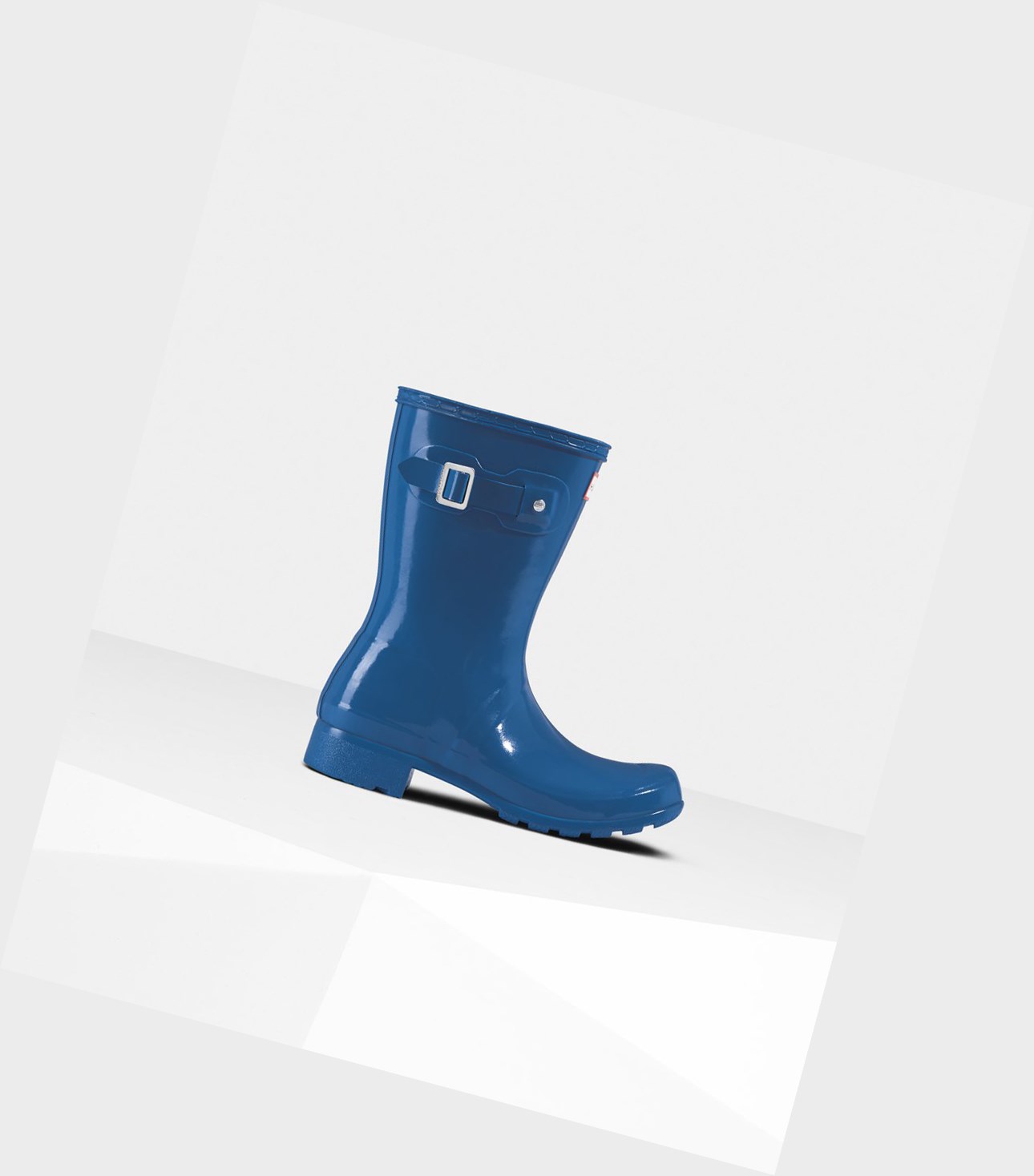 Krótkie Kozaki Damskie Hunter Original Tour Foldable Gloss Niebieskie | 794VODRHC