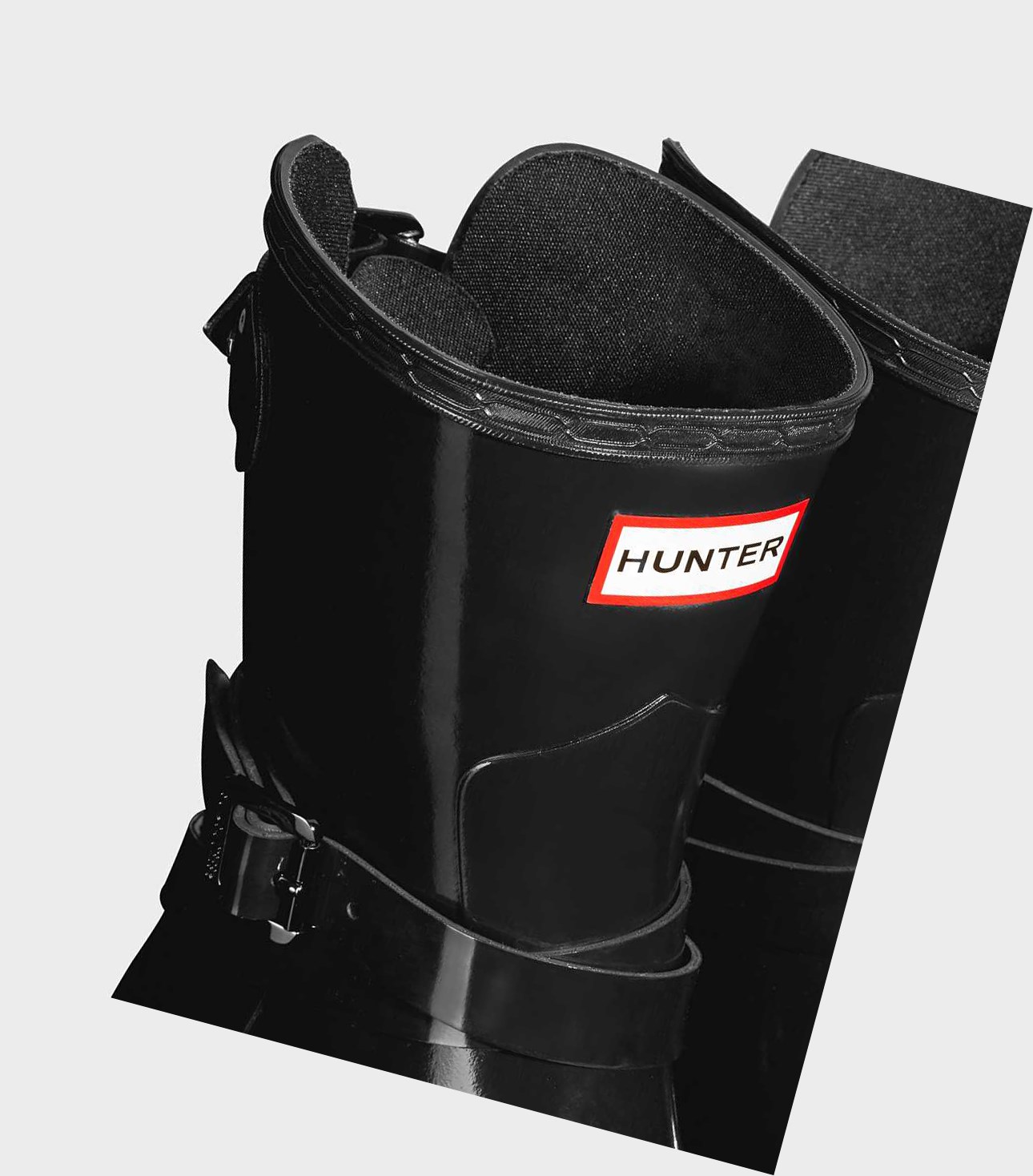 Krótkie Kozaki Damskie Hunter Refined Krótkie Gloss Wellington Adjustable Czarne | 435DJPFLH