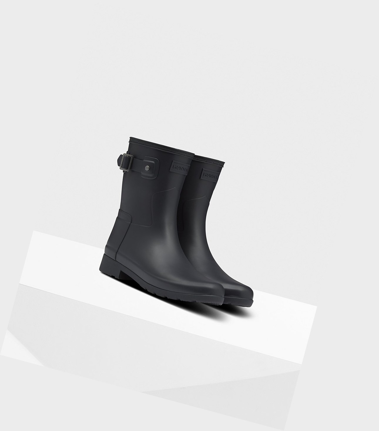 Krótkie Kozaki Damskie Hunter Refined Slim Fit Granatowe | 315PFMARJ