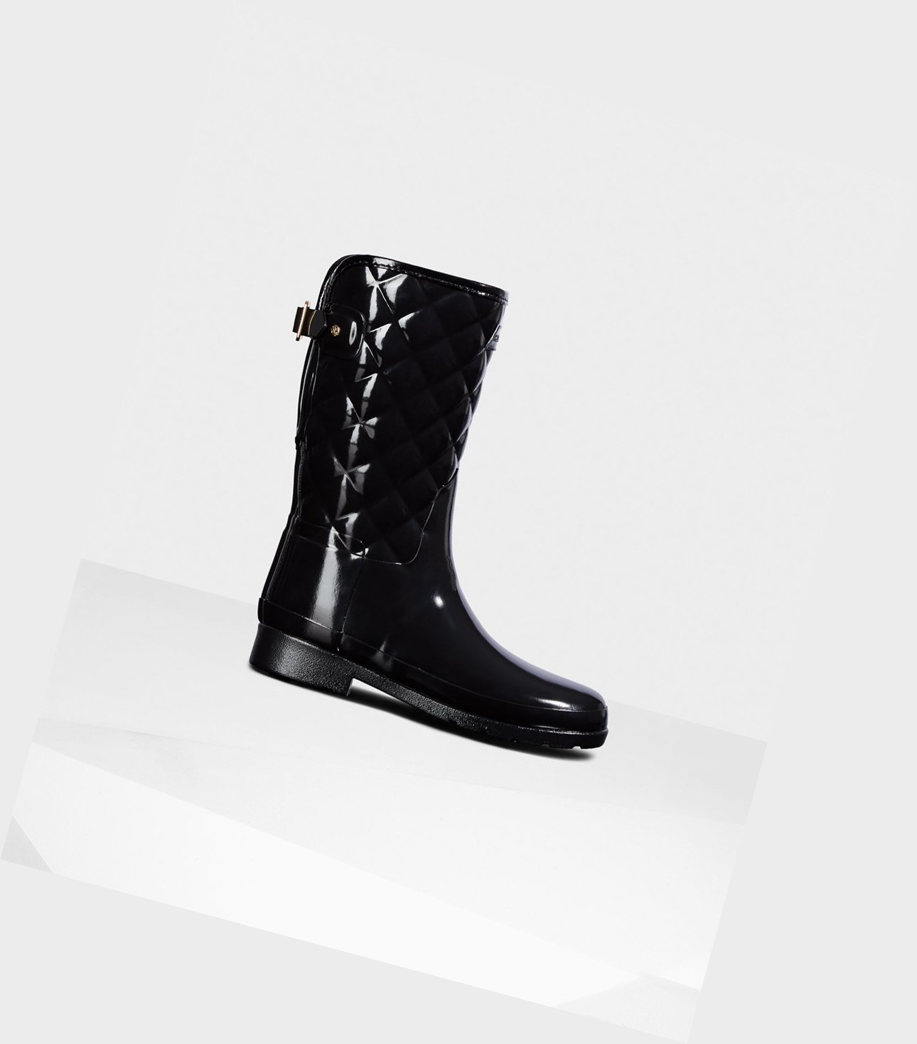 Krótkie Kozaki Damskie Hunter Refined Slim Fit Adjustable Pikowana Czarne | 342WILZGO