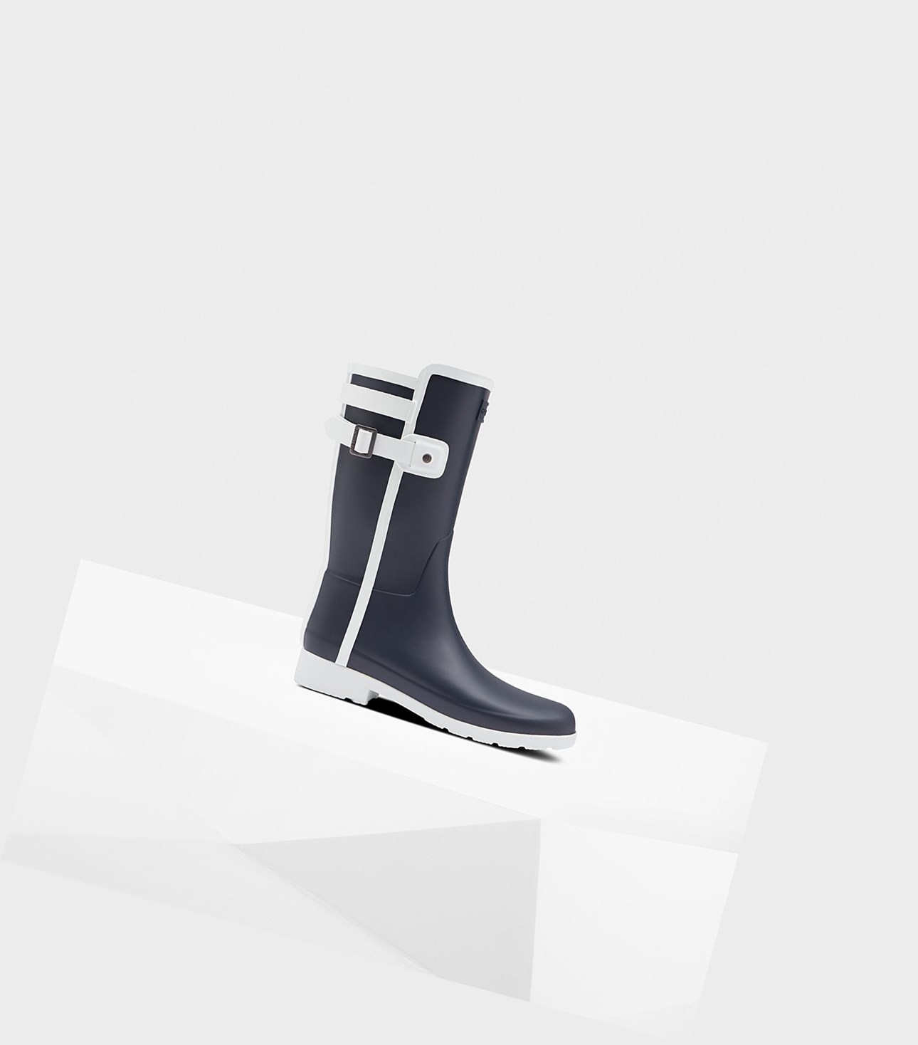 Krótkie Kozaki Damskie Hunter Refined Slim Fit Contrast Granatowe Białe | 507XZBSCY