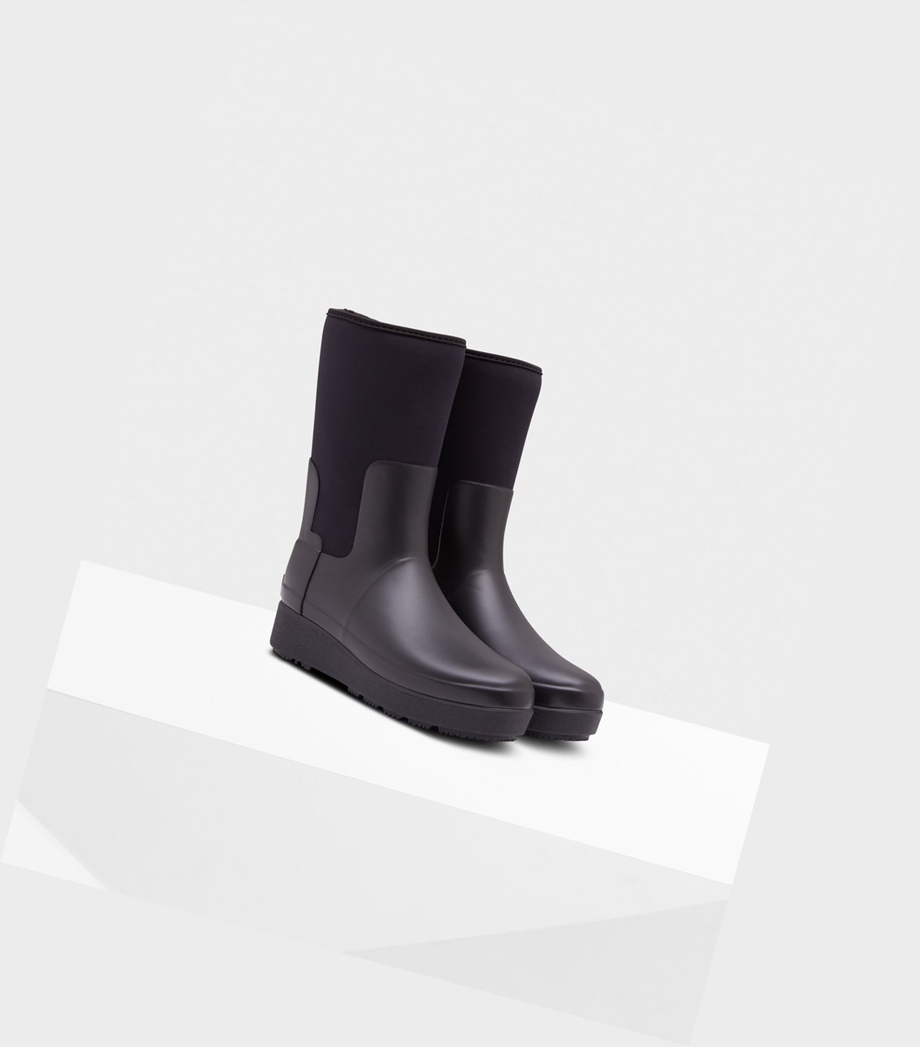 Krótkie Kozaki Damskie Hunter Refined Slim Fit Neoprene Krótkie Czarne | 910ZJEMSR
