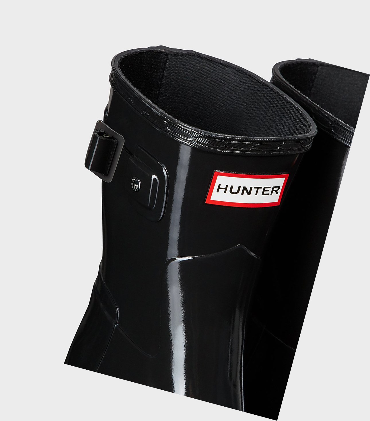 Krótkie Kozaki Damskie Hunter Refined Slim Fit Gloss Czarne | 974BJNRSO
