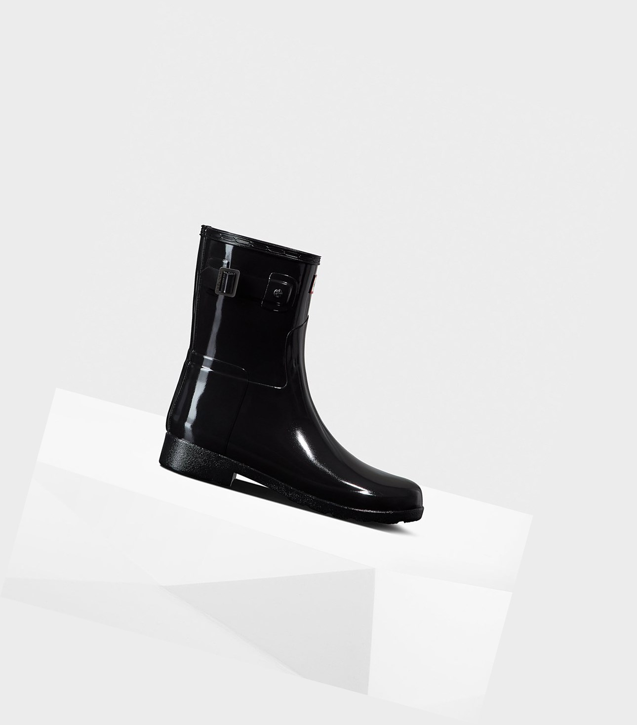 Krótkie Kozaki Damskie Hunter Refined Slim Fit Gloss Czarne | 974BJNRSO