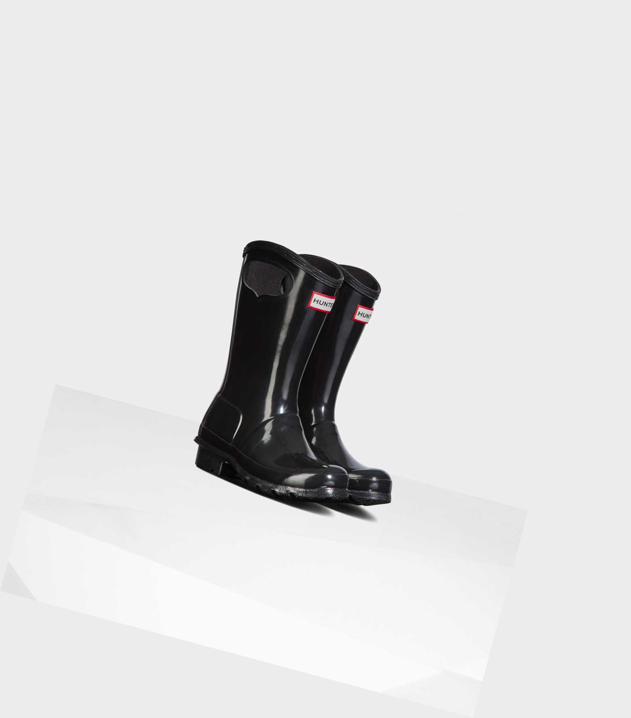 Krótkie Kozaki Dziecięce Hunter Original Big Grab Handle Gloss Wellington Czarne | 157WUIFMY