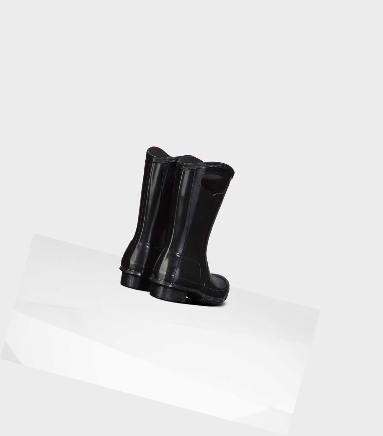 Krótkie Kozaki Dziecięce Hunter Original Big Grab Handle Gloss Wellington Czarne | 157WUIFMY