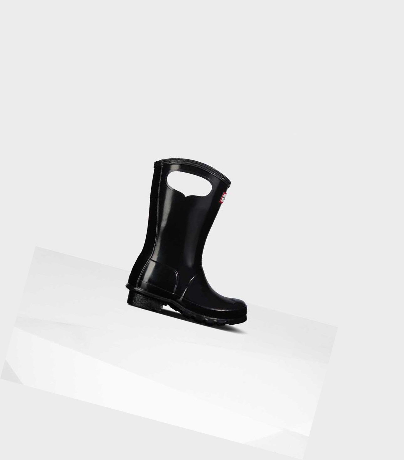Krótkie Kozaki Dziecięce Hunter Original Big Grab Handle Gloss Wellington Czarne | 157WUIFMY