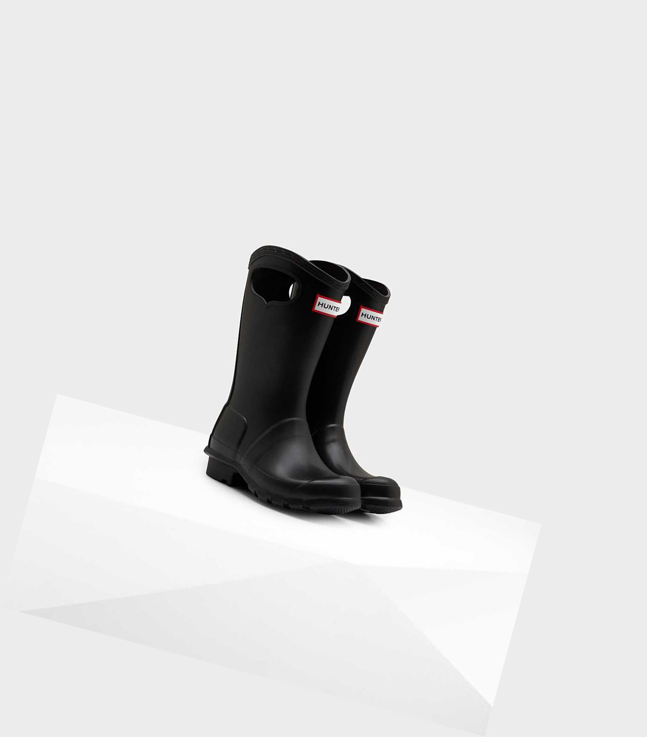 Krótkie Kozaki Dziecięce Hunter Original Grab Handle Wellington Czarne | 395STLBIF