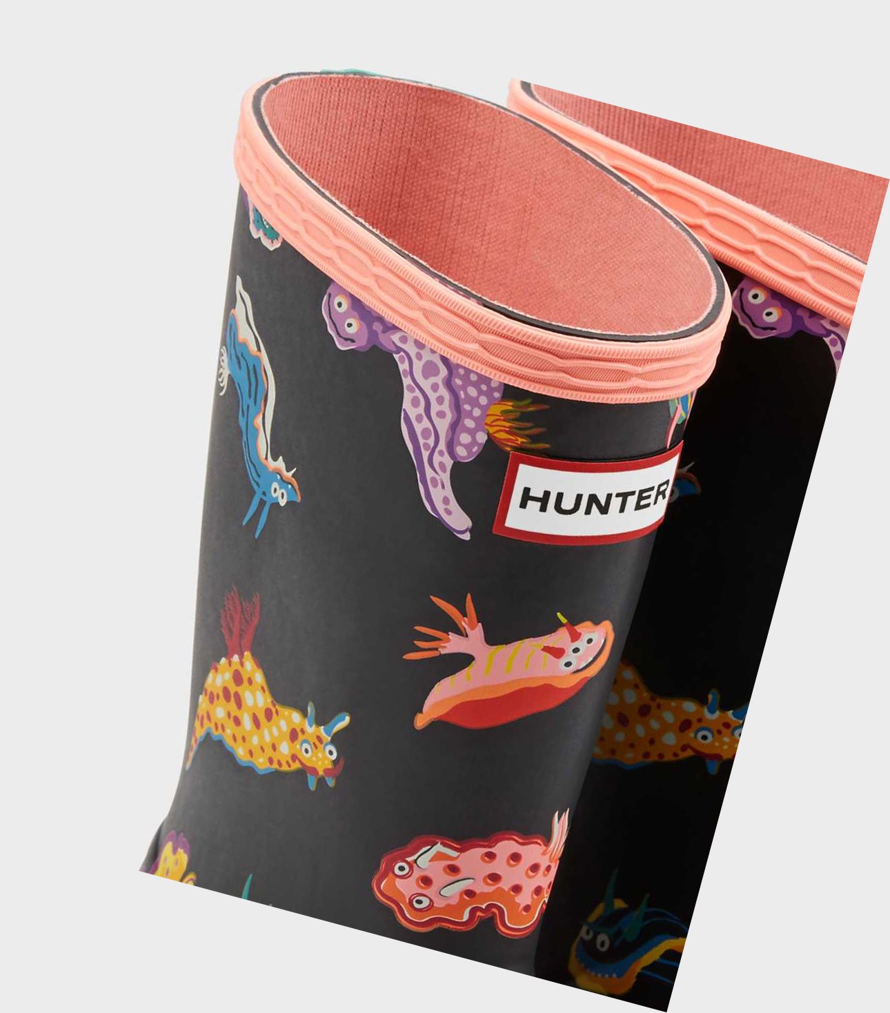 Krótkie Kozaki Dziecięce Hunter Original First Klasyczne Sea Monster Print Wellington Różowe | 401EGWIDV