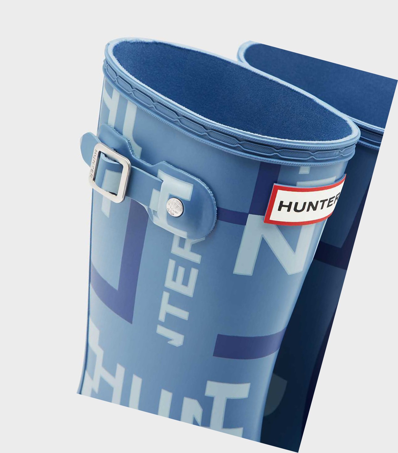 Krótkie Kozaki Dziecięce Hunter Original Big Exploded Logo Wellington Niebieskie | 503FGNHZK