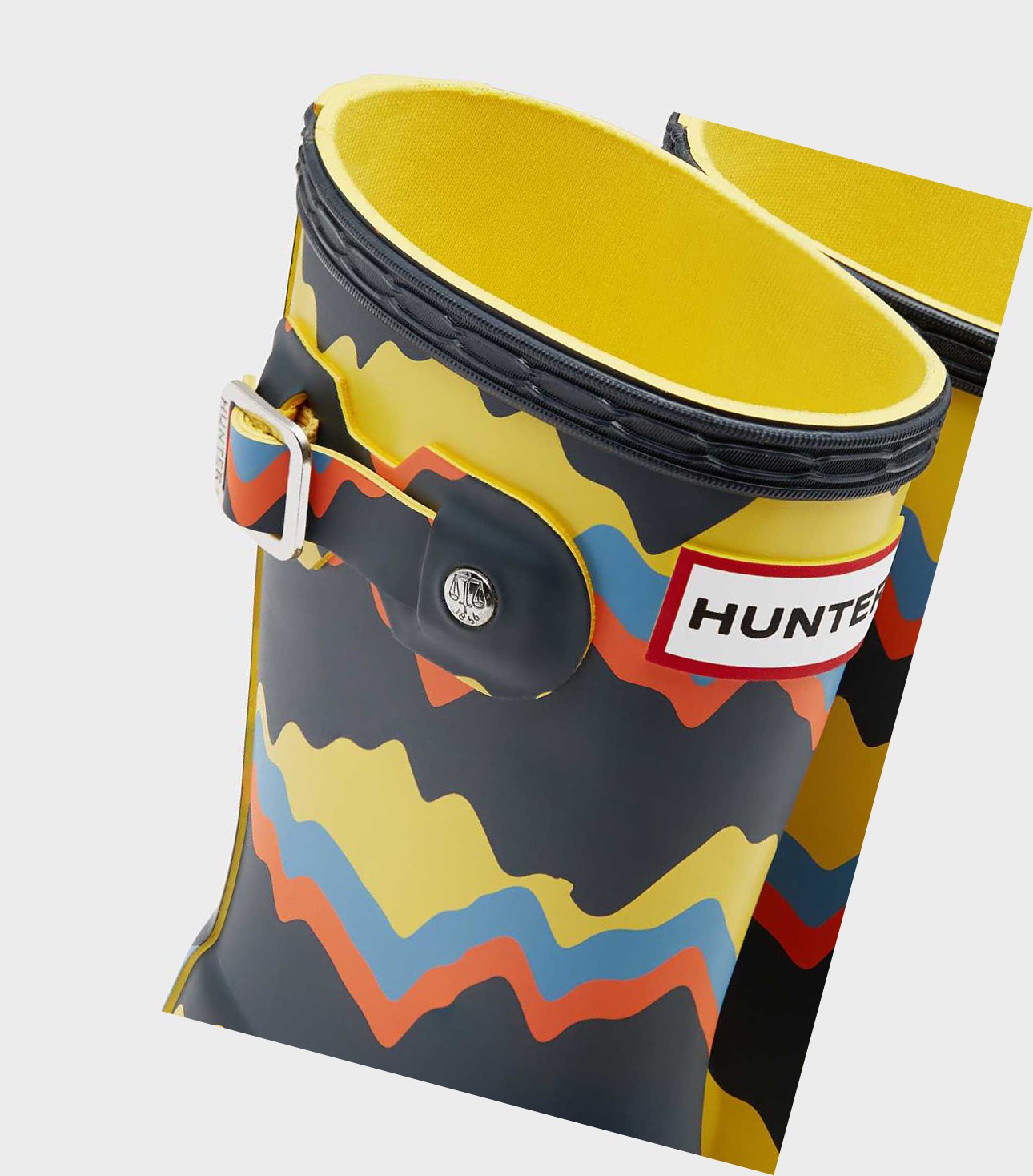 Krótkie Kozaki Dziecięce Hunter Original Little Storm Stripe Wellington Granatowe | 542DQCNBI
