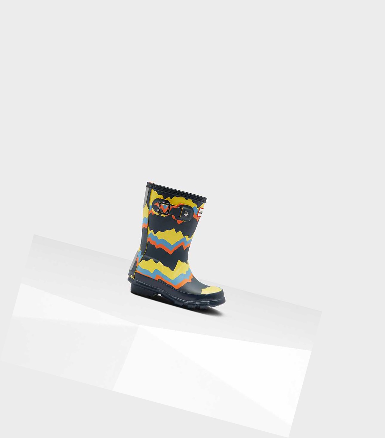 Krótkie Kozaki Dziecięce Hunter Original Little Storm Stripe Wellington Granatowe | 542DQCNBI