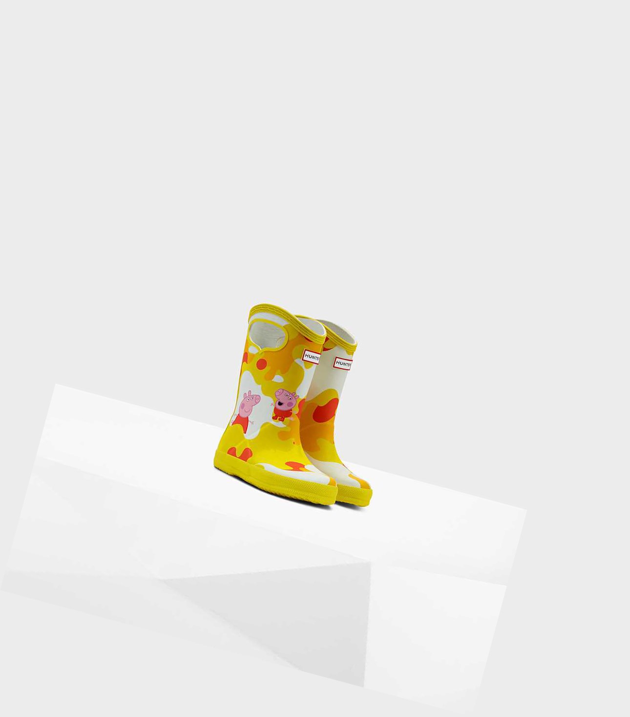 Krótkie Kozaki Dziecięce Hunter Original First Peppa Pig Grab Handle Wellington Żółte | 635NDZVWT