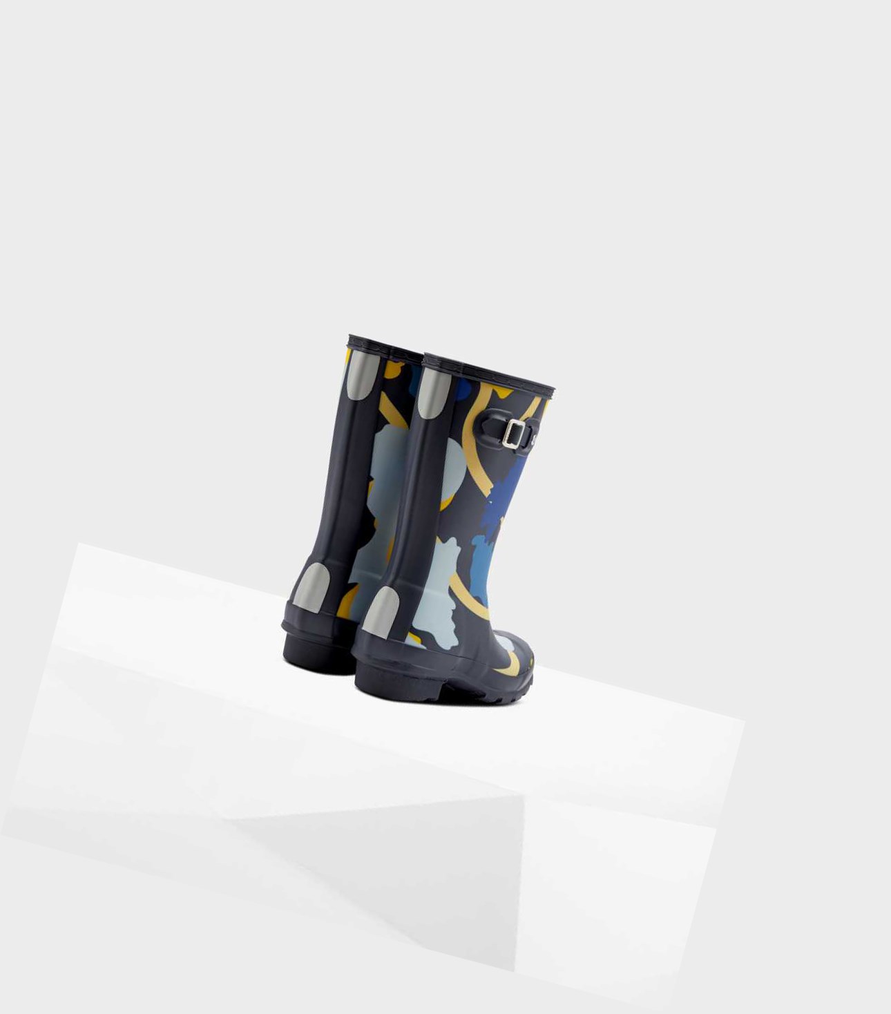 Krótkie Kozaki Dziecięce Hunter Original Big Rockpool Camo Wellington Granatowe | 720OQRDYJ